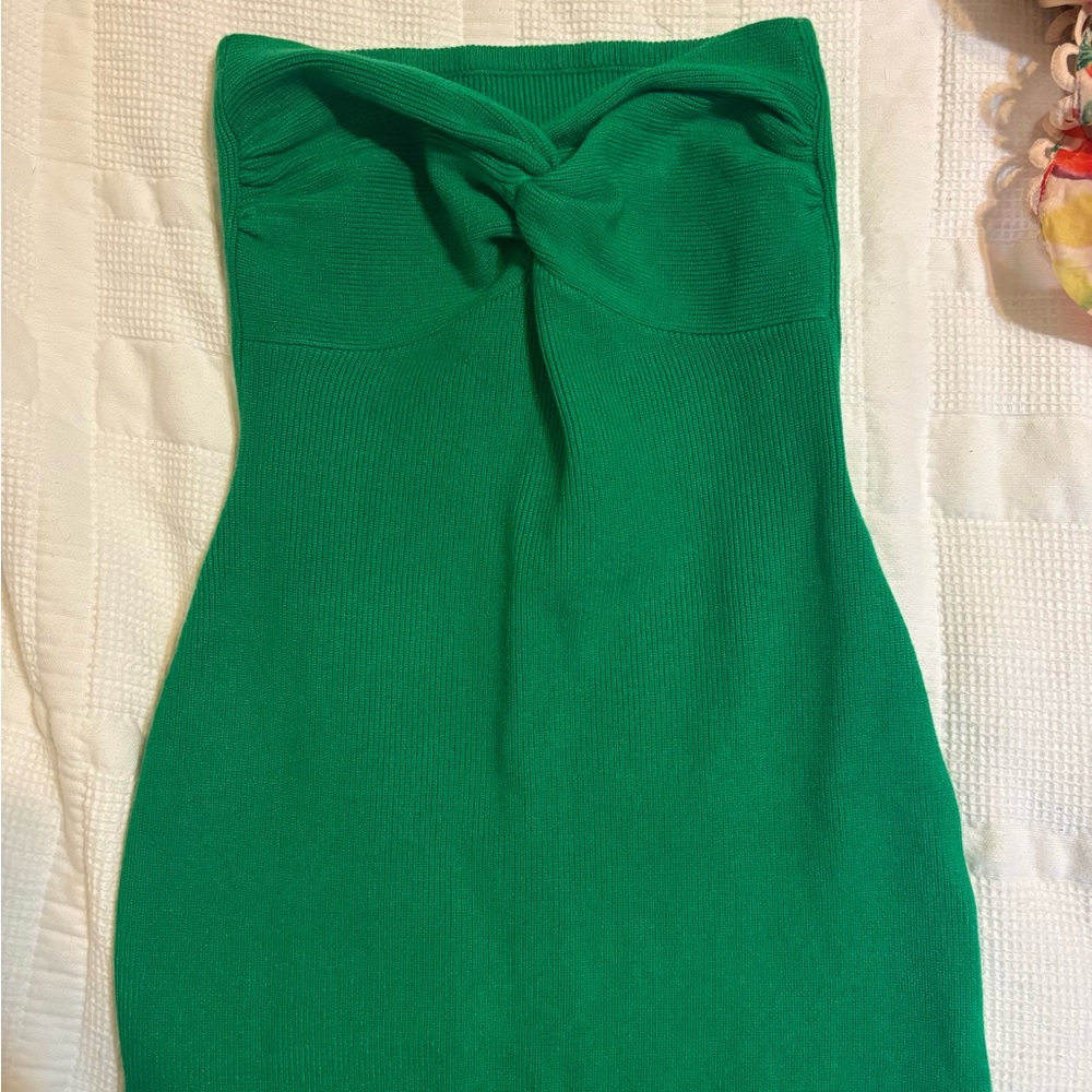 Chic Green Knotted Midi Dress